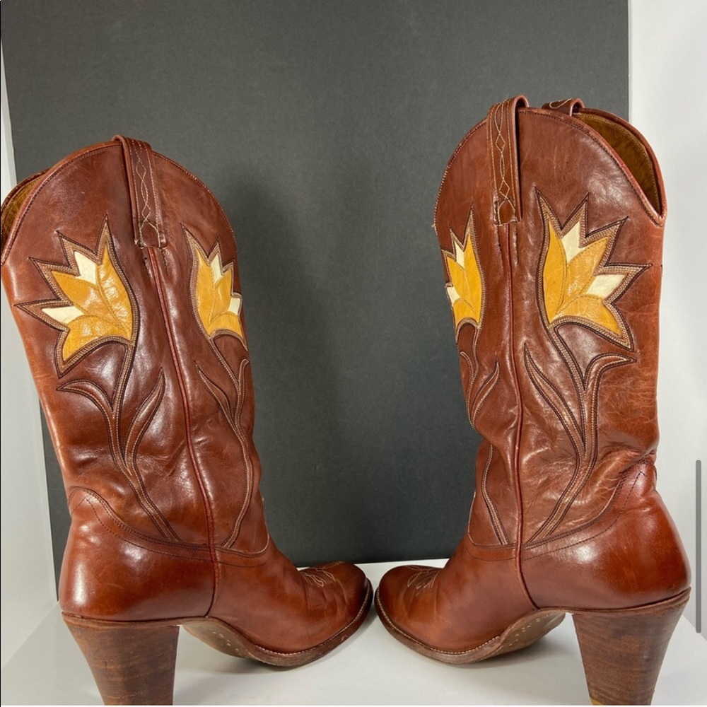 Dan Post Women’s Leather Mid Calf Brown Cowboy Boots Sz 8 EUC - Picture 10 of 13